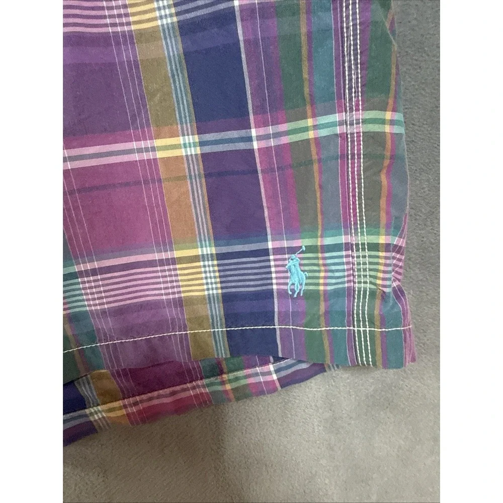 Polo Ralph Lauren Plaid Swim Trunks 3XB Plus Size Preppy Vintage Beach Pool